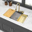 Évier de cuisine en quartz blanc encastré en composite - 33 x 22 po, attrait cascade, robinet coulissant et différents accessoires pour poste de travail élégance 33 x 22 po, robinet, avec plusieurs combinaisons