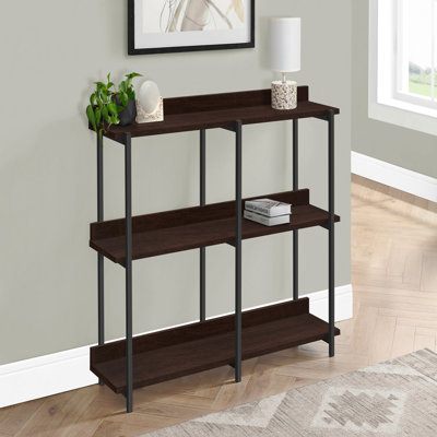 Console-canapé étroite, salon de chambre à coucher avec vestibule décoratif, métal noir contemporain stratifié brun