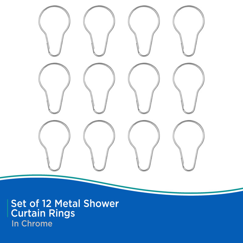 Kenney Rust-Resistant Metal Shower Curtain Rings, Chrome