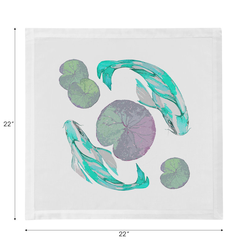 Leopard Koi Cotton Sateen Dinner Napkins, Turquoise