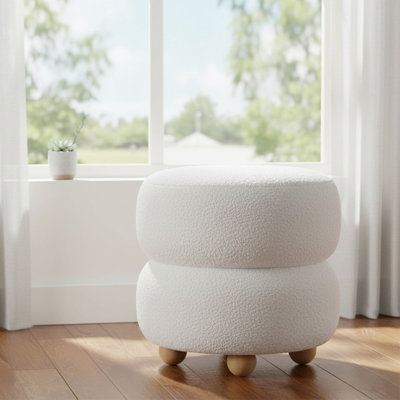 39cm Wide Cylinder Solid Colour Footstool Ottoman