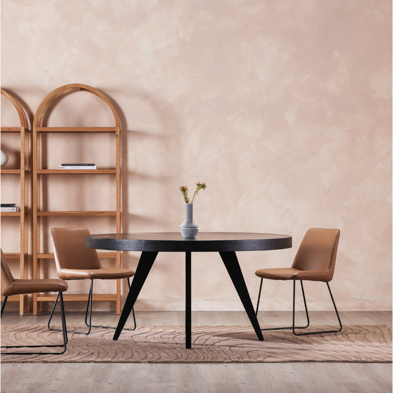 Carlo Round Dining Table, Black, 30" H x 60" W x 60" D