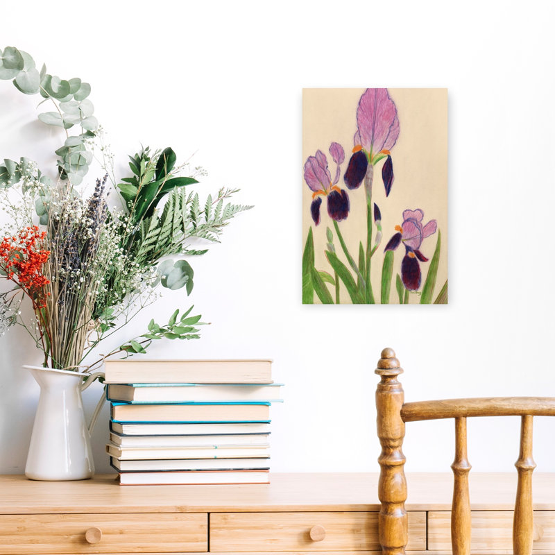 Art mural vibrant, iris mauves délicats, iris, H 18 po x l 12 po