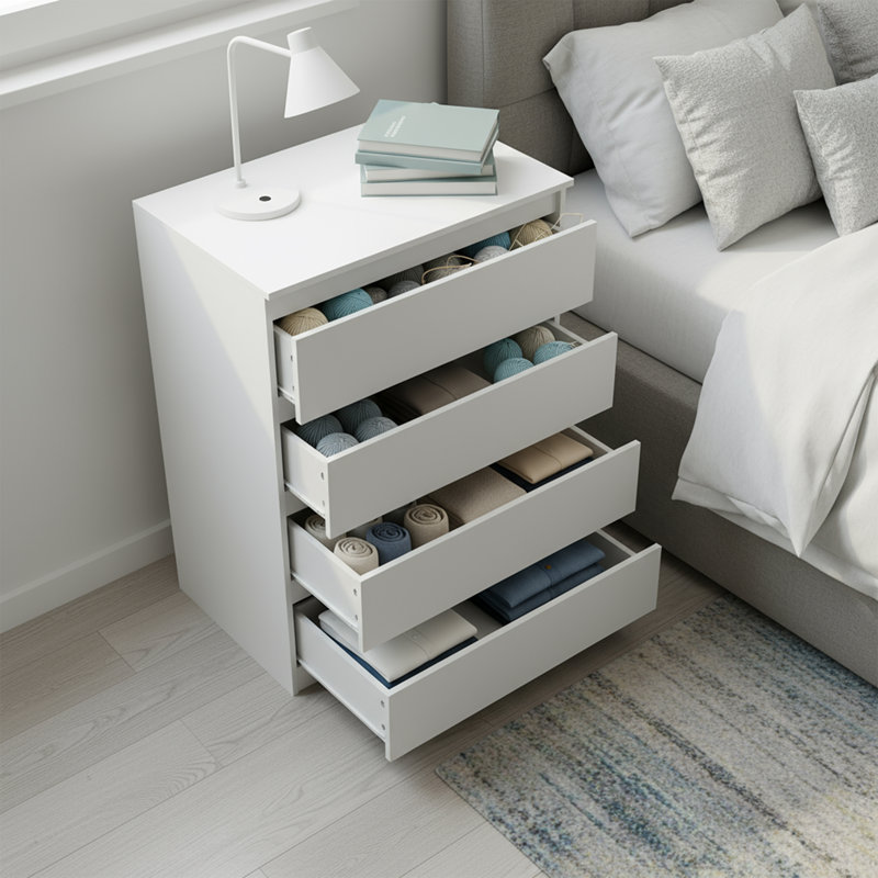 White 4-Drawer Dresser, 32" Storage Chest For Small Spaces, Anti-Tip Included, White