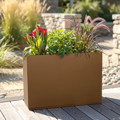 Rectangular Planter-Metal Planter Box With Drainage Holes for Indoor and Outdoor Use