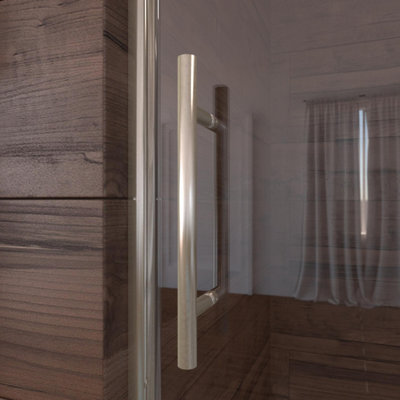 Luna Lite 48 in. W x 76 in. H Sliding Bypass Frameless Shower Door in Brushed Nickel with 5/16 in. (8mm) Clear Glass
