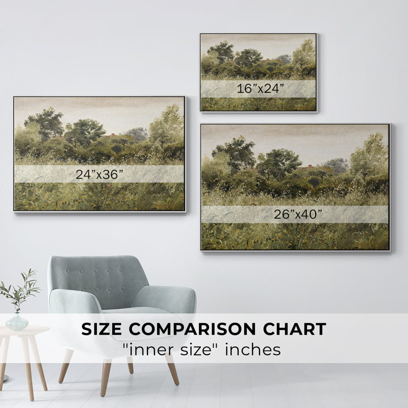 Paysage rétro - DCCDXCI - reproduction de cadre flottant sur toile, Blanc, H 27 po x l 41 po