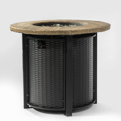 30inch Propane Fire Table With Tabletop, 40000btu Heat, Construction, Includes Rain Cover & Lava Rocks For Outdoor Relaxation Features, 2.2inch Bowl Depth,