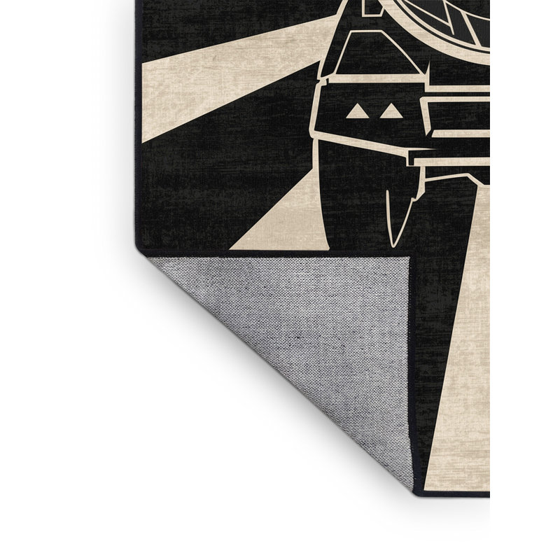 Tapis géométrique gris et noir lavable à la machine, 8x12