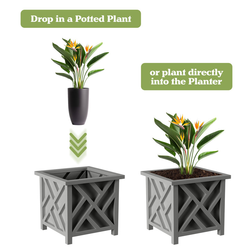  Lattice Planter Box 2-Pack, Gray, Gray