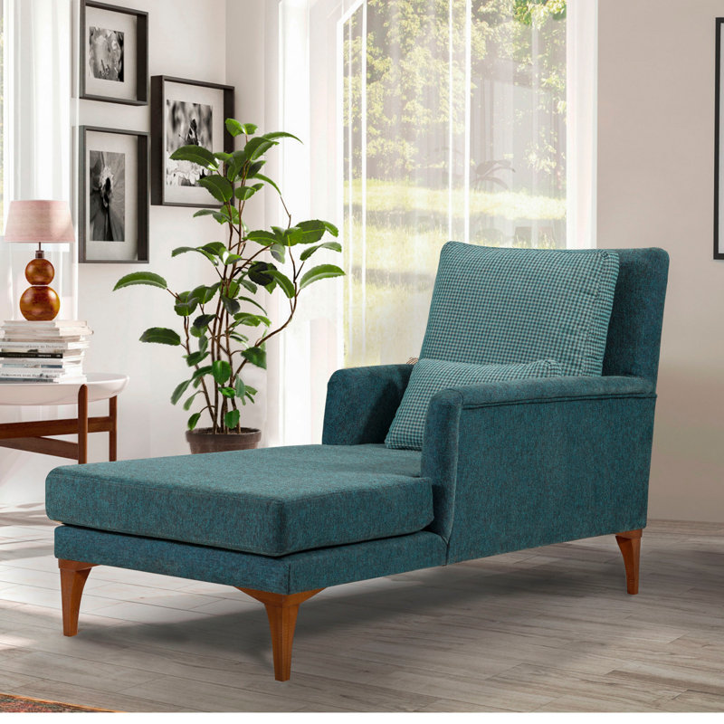 Chaise longue rembourrée Yaphank, 100 % polyester turquoise