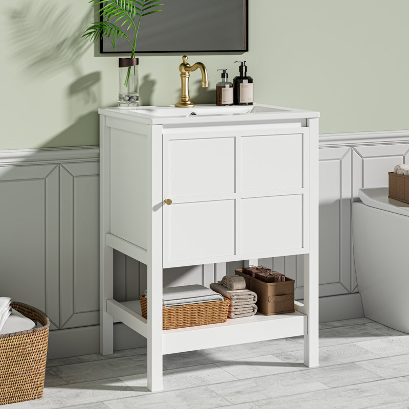 Meuble-lavabo autoportant 24 po, Blanc