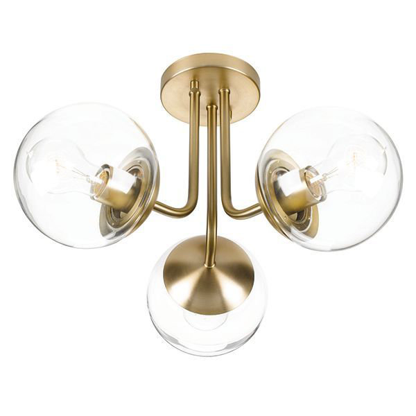 Plafonnier semi-encastré en verre Kivah, Or doux, Transparent