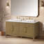 OVE Decors Meuble-lavabo autoportant à double cuve en chêne brun clair avec plateau en quartz blanc