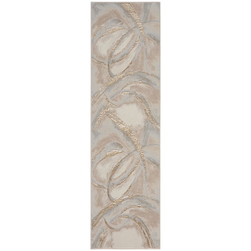 Cianne Abstract Machine Woven Polypropylene/Polyester Area Rug in Beige, Runner 2' x 6'