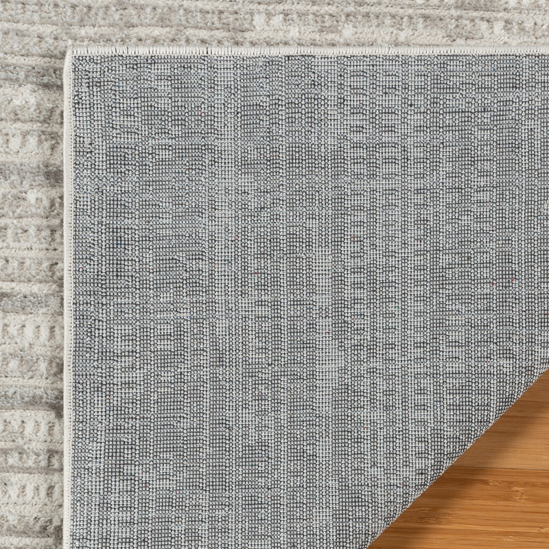 Miesner Dario Modern Striped Gray Polyester High-Low Indoor Area Rug, Runner 2'2" x 7'