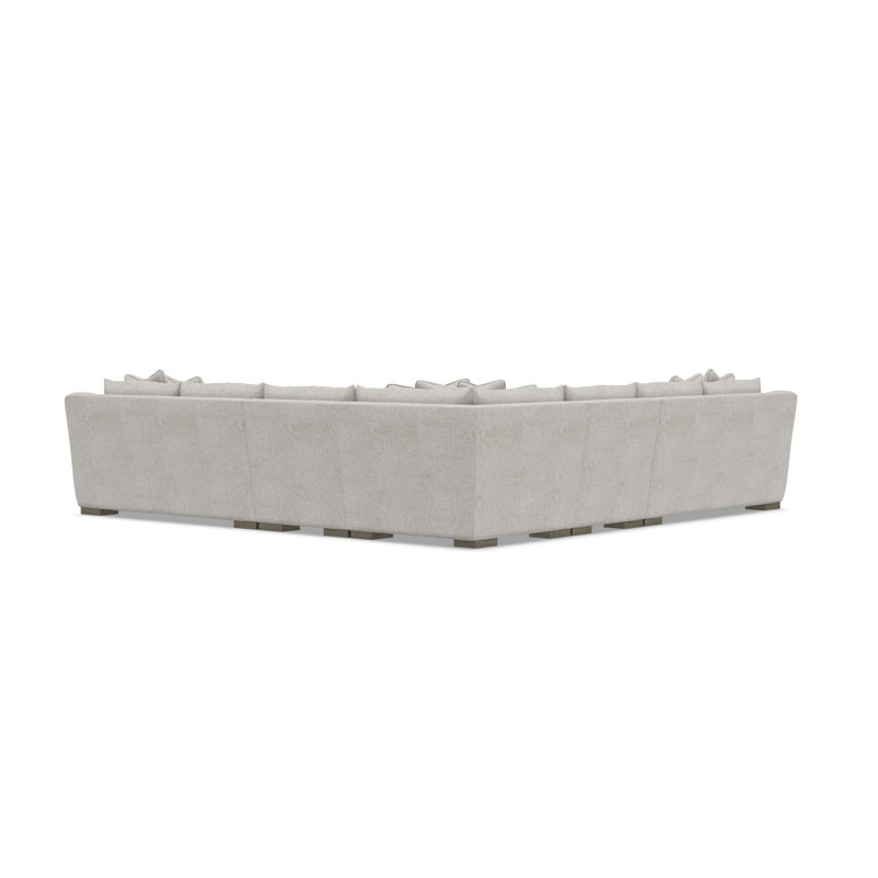 Gabi 5-Piece Fabric Sectional, Light Gray Polyester, 35" H x  140" W x 140" D, Symmetrical