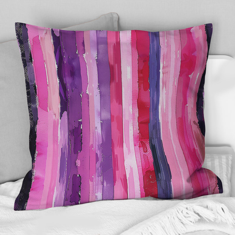Coussin décoratif mauve et rose Glam Stripe Glamour I, H 16 po x l 16 po