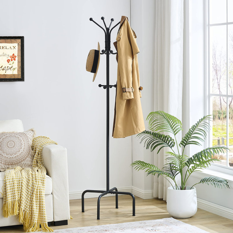 Metal Freestanding 12 - Hook Coat Rack, Black