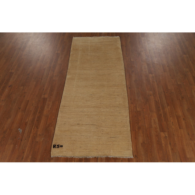 Tapis de couloir oriental beige et beige Gabbeh 3 x 8