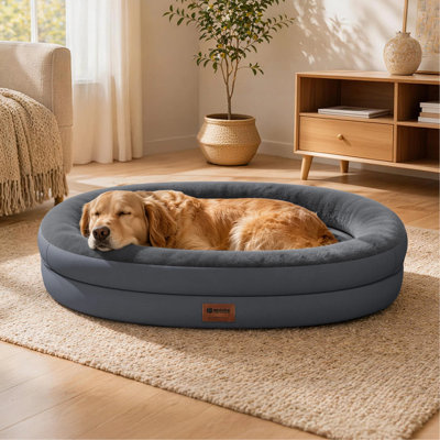  Lit orthopédique imperméable pour grand chien: Lit pour chien lavable avec traversins - Housse orthopédique amovible pour animal de compagnie de taille moyenne TG - Antidérapant - Gris foncé
