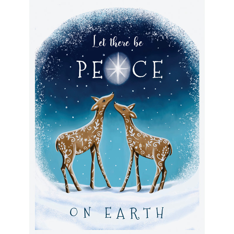 «Peace on Earth Deer» par Elizabeth Tyndall, H 24 po x l 18 po
