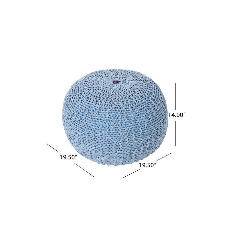 Pouf en coton Beryl, bleu sarcelle