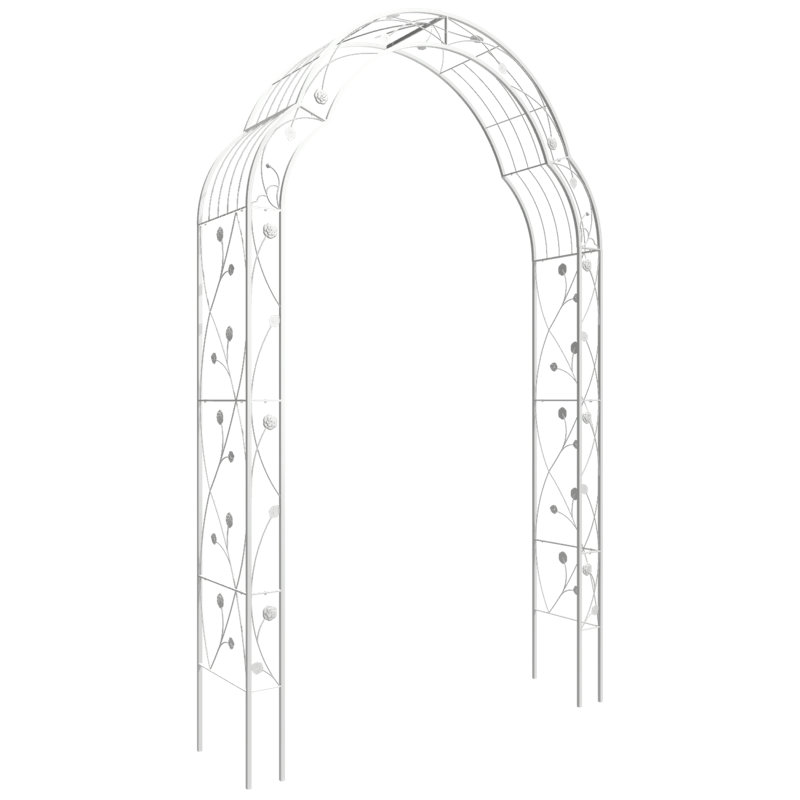 Arche de jardin en métal avec 8 styles, assemblage facile, treillis gothique pour plantes grimpantes, Blanc