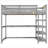 Soft gray twin size storage loft bed compact solid pine frame with built-in multi-functional shelves for small bedrooms
