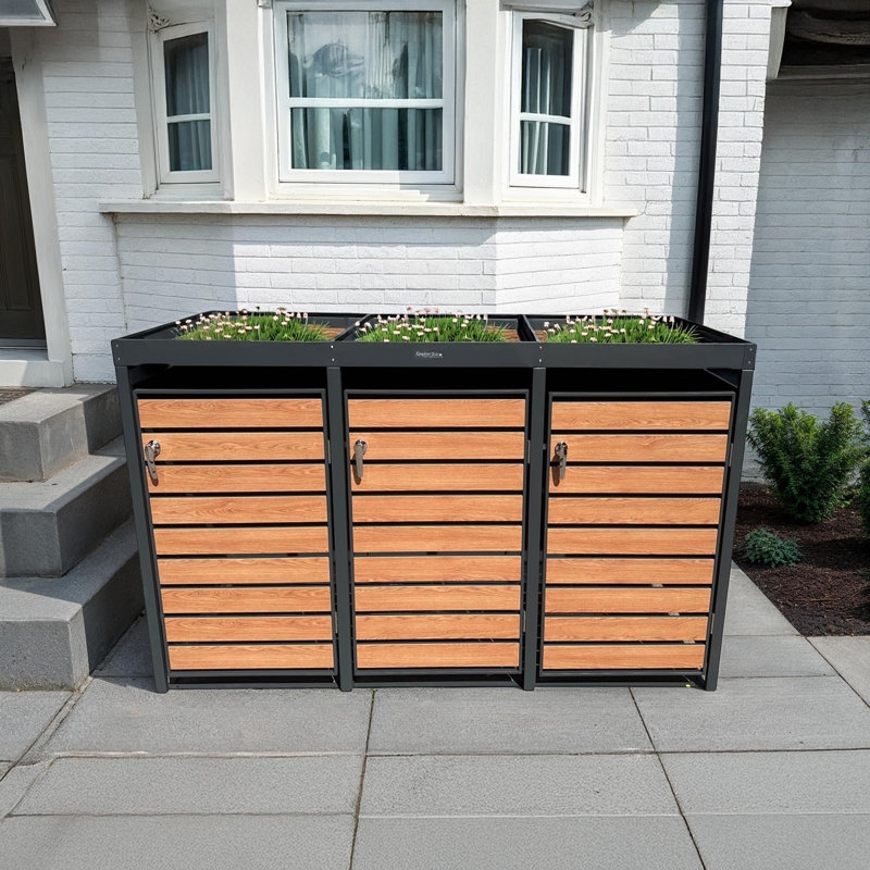 Wheelie Bin Covers Bin Store, Anthracite/Brown