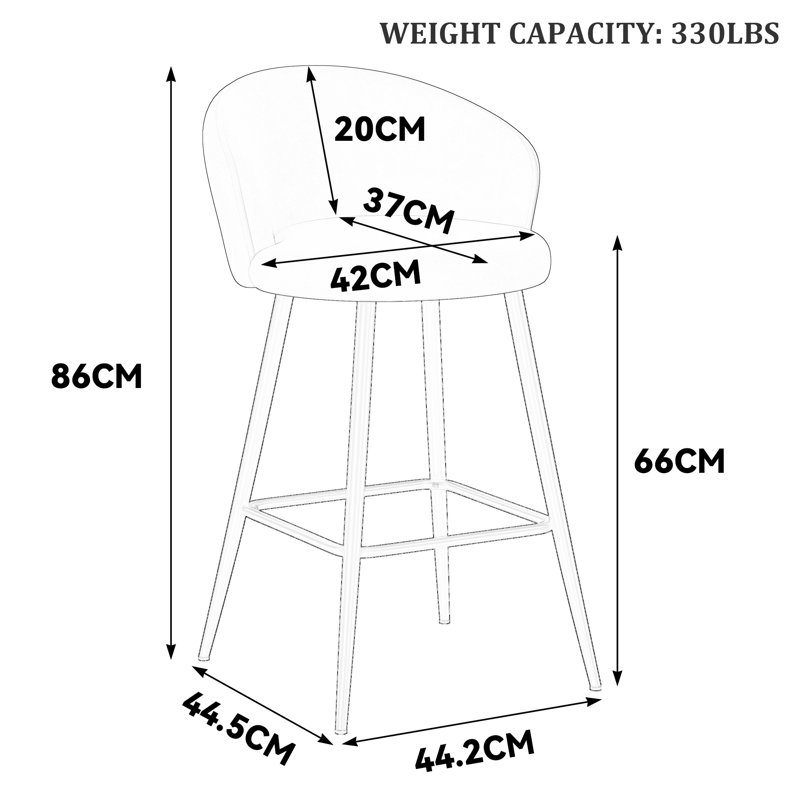 Upholstered Bar Stool, Brown, 66cm