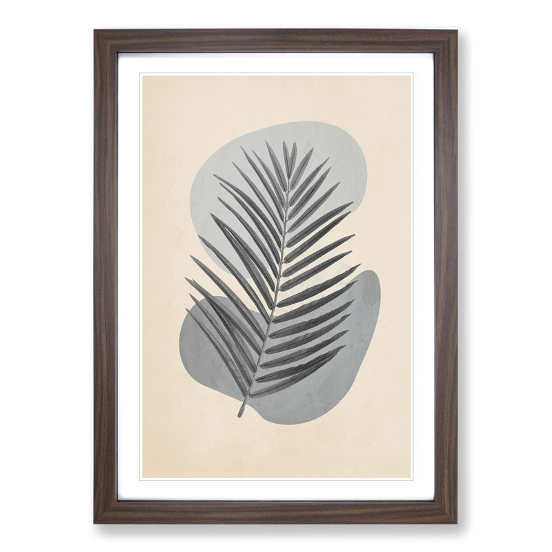 Grey Botanical Rock Composition - Picture Frame Graphic Art, 65cm H x 48cm W x 2cm D, Walnut Framed
