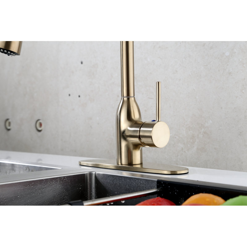RunFine Group Pull Down Kitchen Faucet, Matte Gold