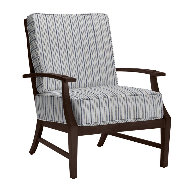 Croquet Patio Chair with Cushions, Welt, Intermix Indigo, Mahogany