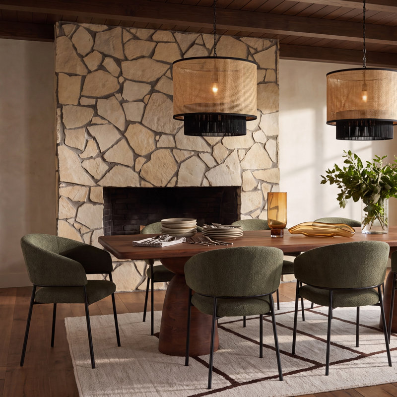 Cathey Upholstered Dining Chair, Fabric Olive