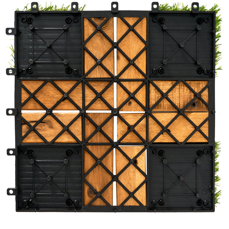 VCP9 12'' L x 12'' W Solid Wood Interlocking Deck Tile in Yellow