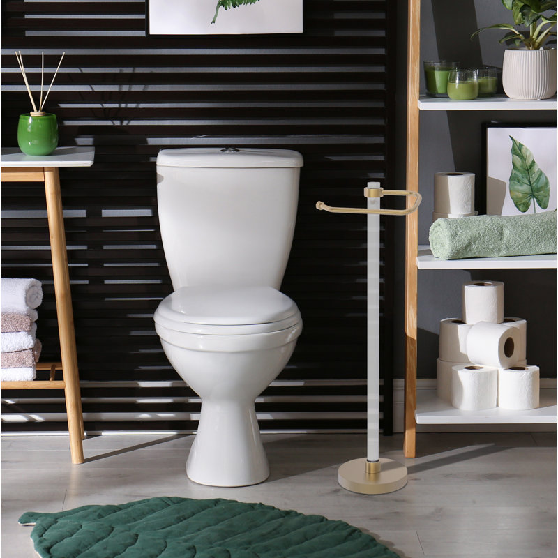 Porte-papier hygiénique sur pied Clearview, Laiton satiné