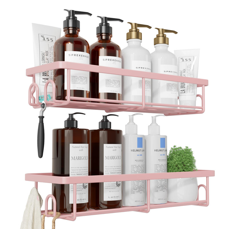 2 Pack Rustproof Shower Caddy, Pink