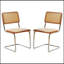 Ensemble de 2 chaises d'appoint latérales en rotin de velours avec pieds en métal-133488501
