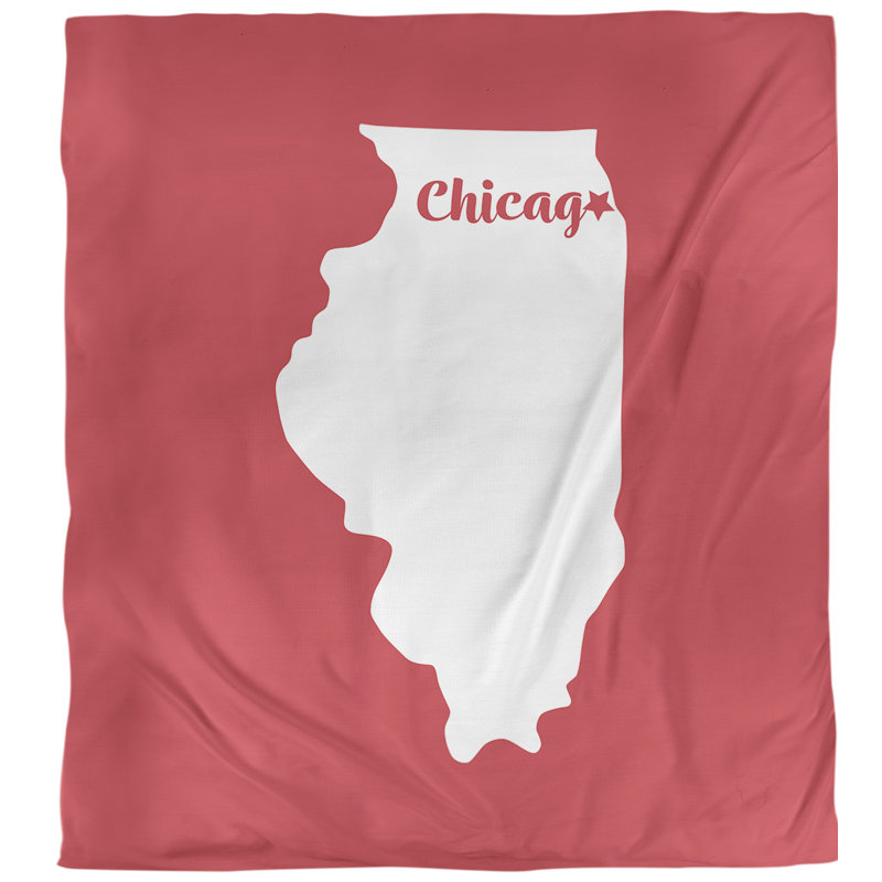 Housse de couette simple chicago Illinois, Housse de couette simple TG, Rouge, Polyester brossé