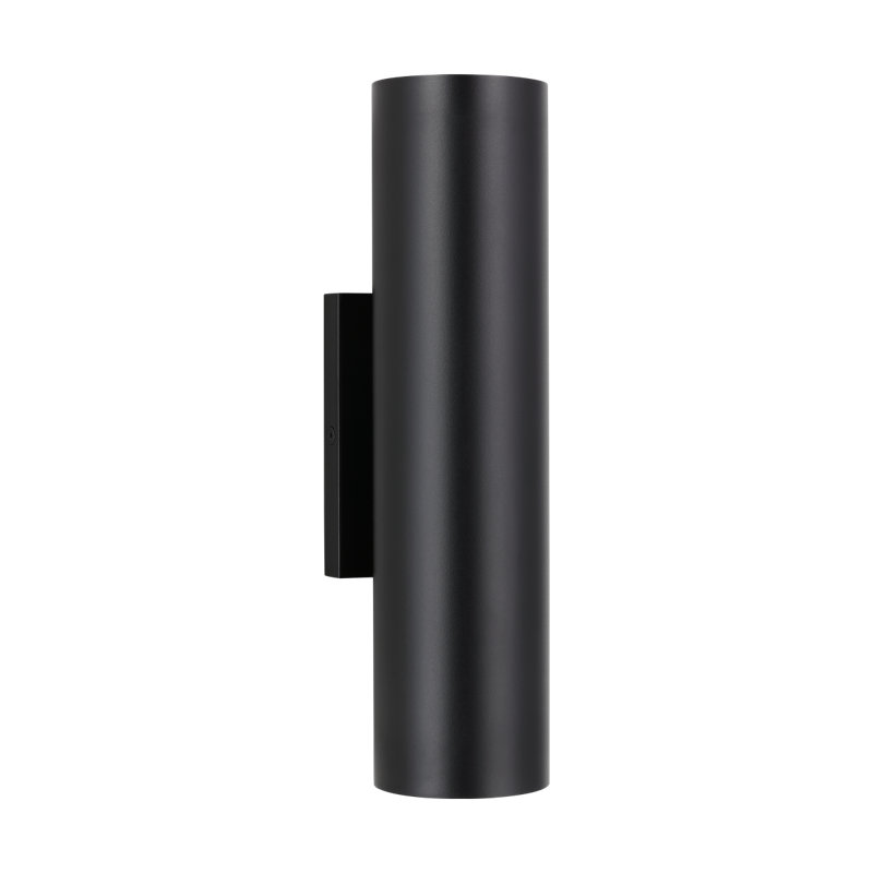 Sean Lavin Pressa 2-light outdoor round medium wall sconce light in black finish with glass shades, Black, 12"H x 4"W x 3"D