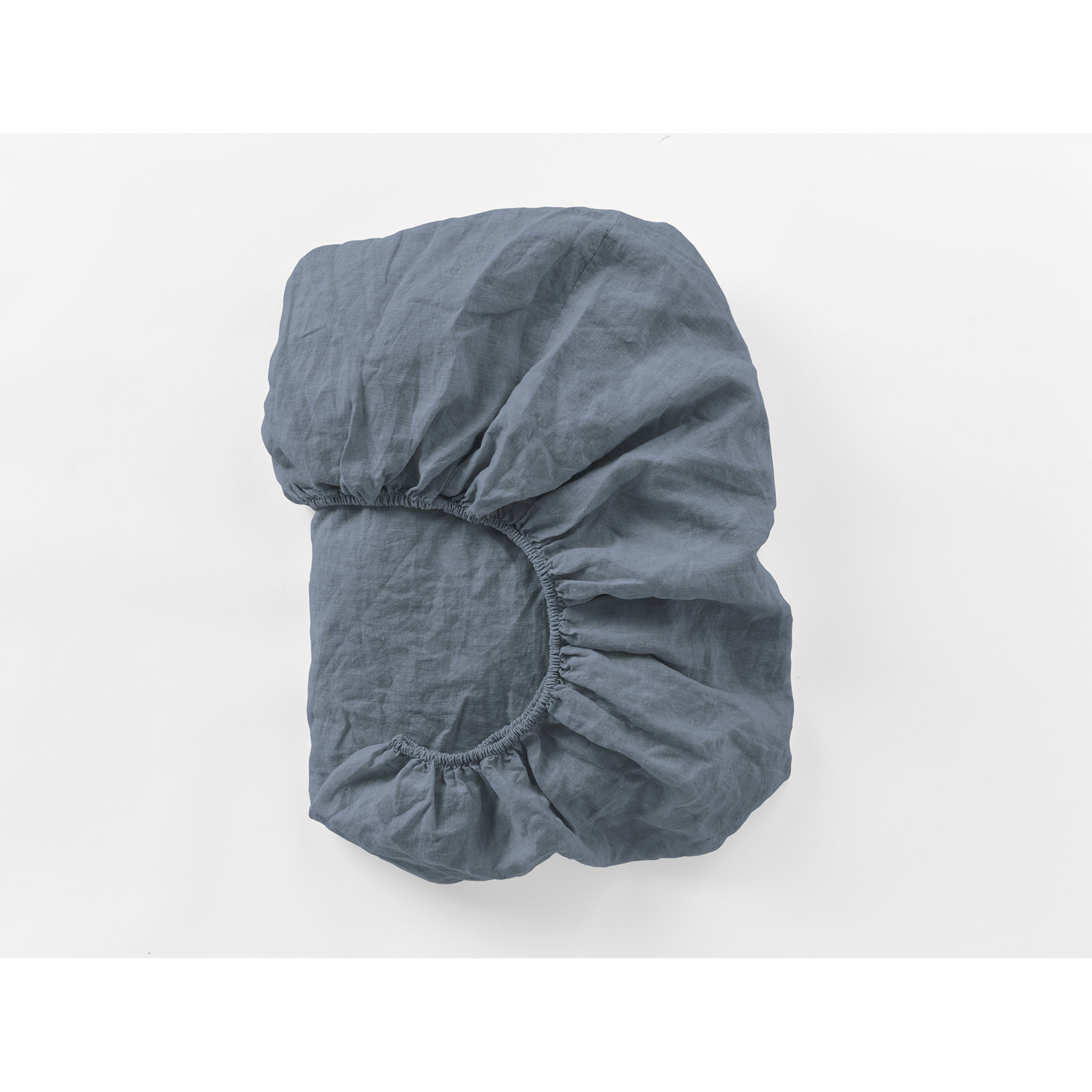 Coyuchi Organic Relaxed Linen Fitted Sheet, Harbor Blue, Queen Fitted Sheet