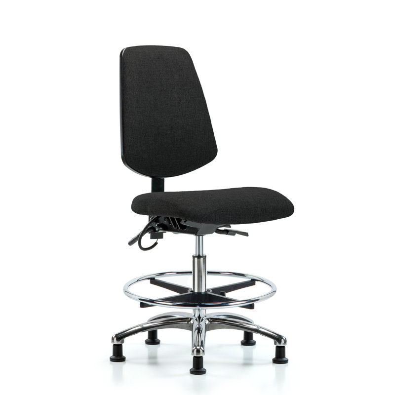 Caleigh ESD Fabric Drafting Chair, Black, Glides, Not Included