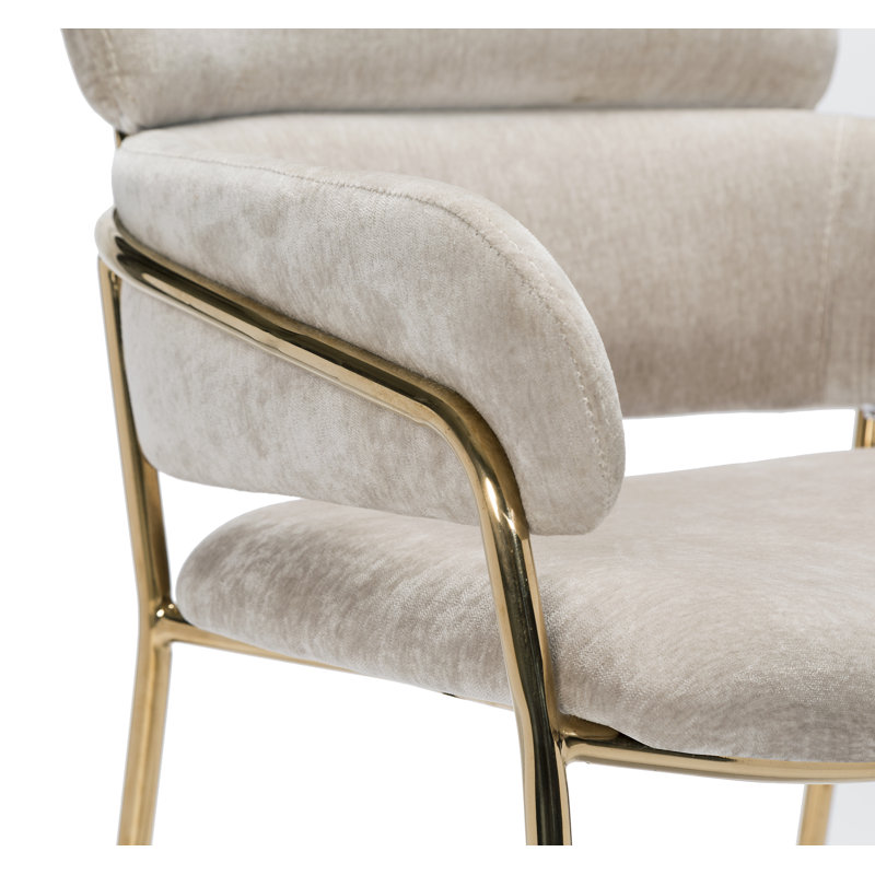 Luxurious Ocean Grey Chenille Counter Stool with Stainless Steel Frame