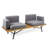 2 Seater Patio In Wood - Finish And Comfortable Cushions Modern With Iron Legs For Use