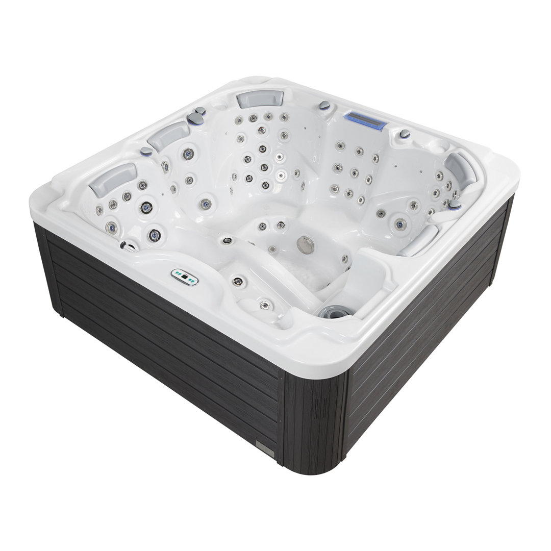 Bueno Spa Dallas 6 - Person 82 - Jets Square Acrylic Hot Tub with Cover and Ozonator in White Bueno Spa