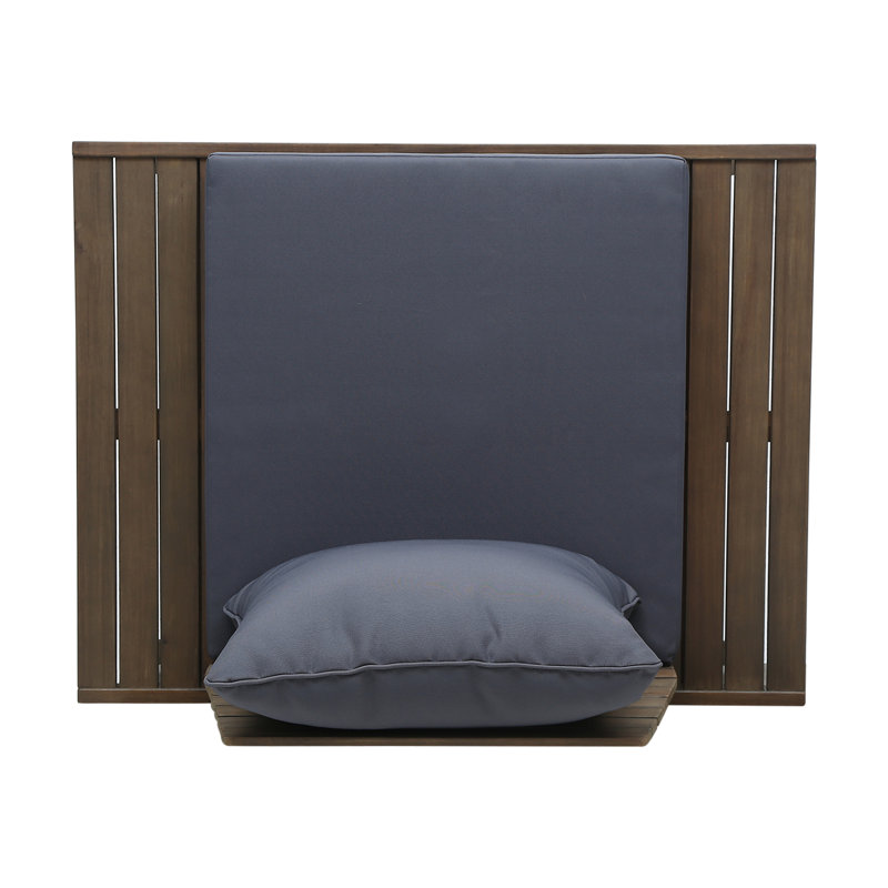 Armless Club Chair, Outdoor Wood Chair, Brown, Dark Gray