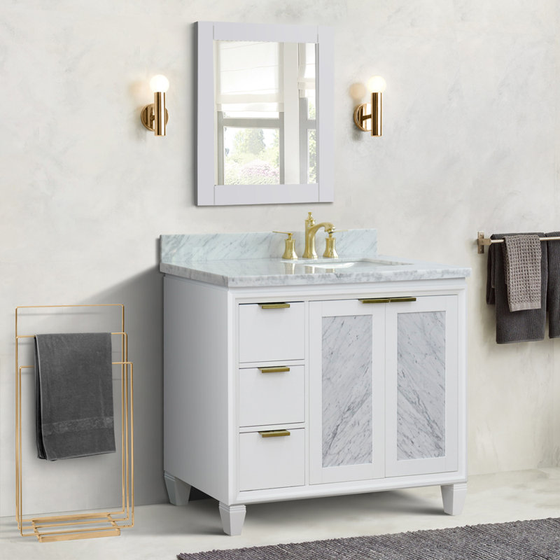 Ensemble de meuble-lavabo simple 43 po avec miroir Schreck, Blanc