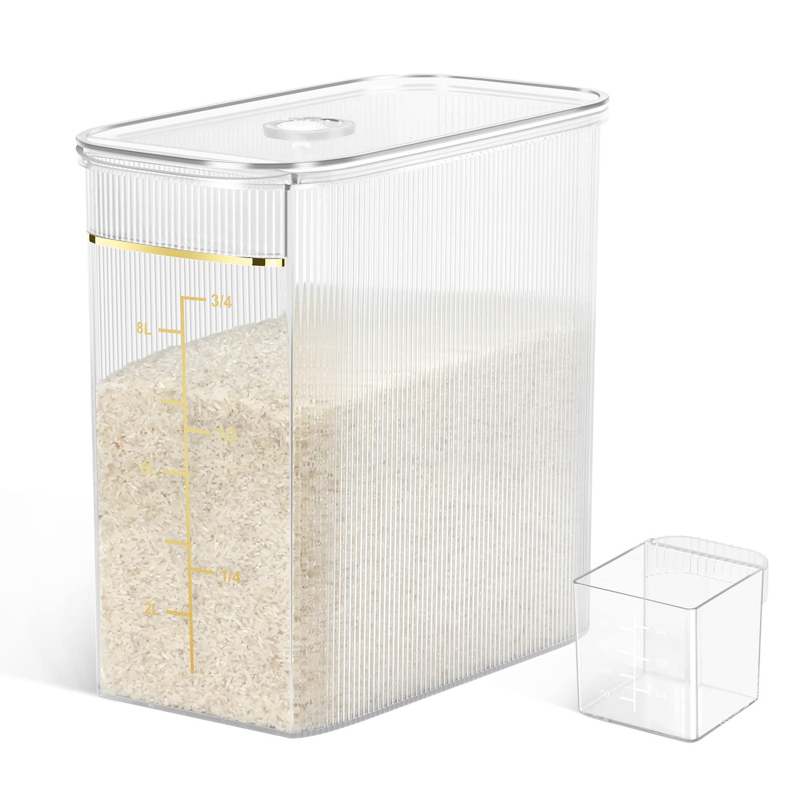 Big Rice Storage Containers Prep & Savour Rice Storage Container 20 Lbs, Crystal-Clear Large Food ...