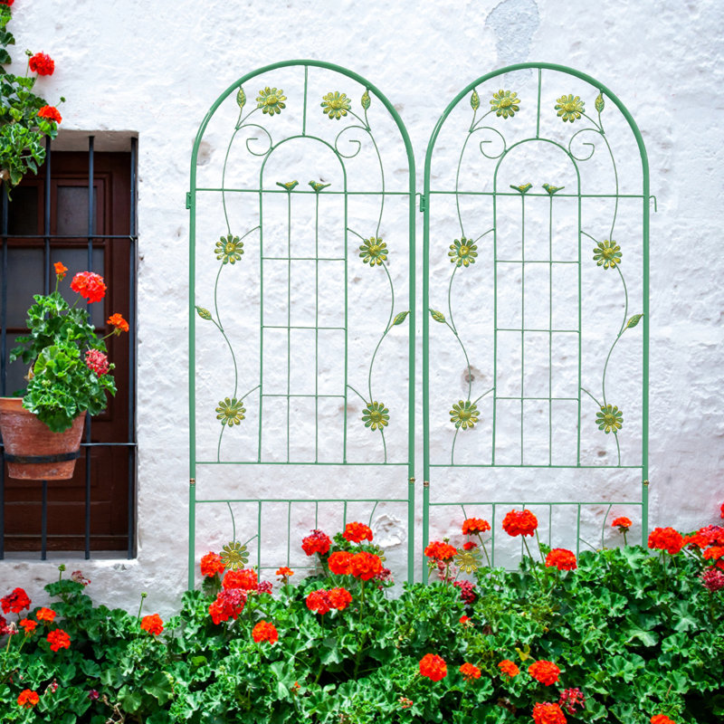 Paquet de 4 treillis de jardin en métal 71 po x 19,7 po, antirouille pour les plantes grimpant à l'extérieur, pilier à fleurs - assemblage sans effort, fer de structure 71 po x 19,7 po, extérieur, formation prop